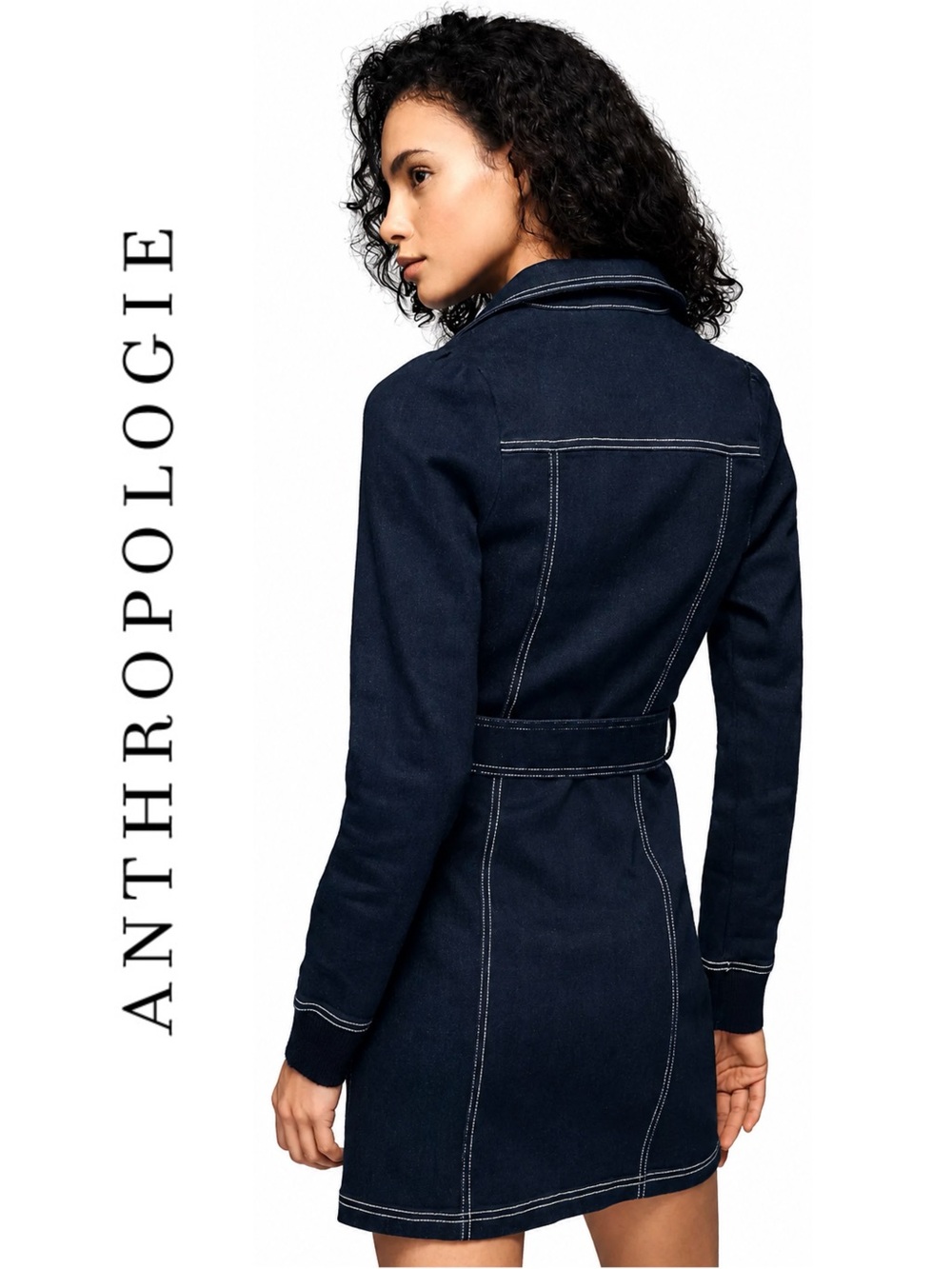 Anthropologie Pilcro Denim Long-Sleeve Mini Shirtdress